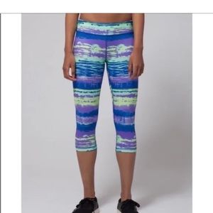 IVIVVA by Lululemon girls colourful cropped leggings, blue green purple girls 12